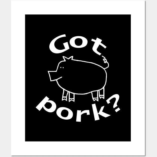 White Line Got Pork Bbq Humor Wall Art by ellenhenryart